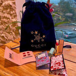 Gucci Beauty Dark blue Cosmetic Drawstring Bag Pouch Set of 5 NEW